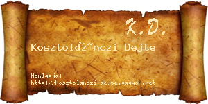Kosztolánczi Dejte névjegykártya